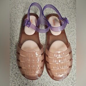 Melissa Women’s Jelly Sandals in Mauve Brown with Purple Anklestrap